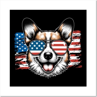 Corgi Patriotic Sunglasses American Flag 4th of July Posters and Art